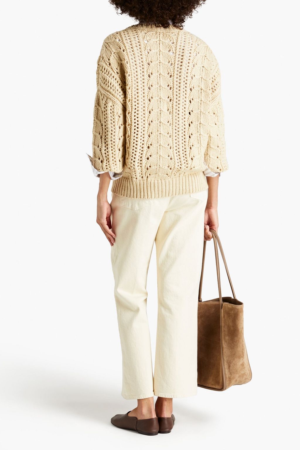 BRUNELLO CUCINELLI Sequin-embellished cashmere and silk-blend sweater