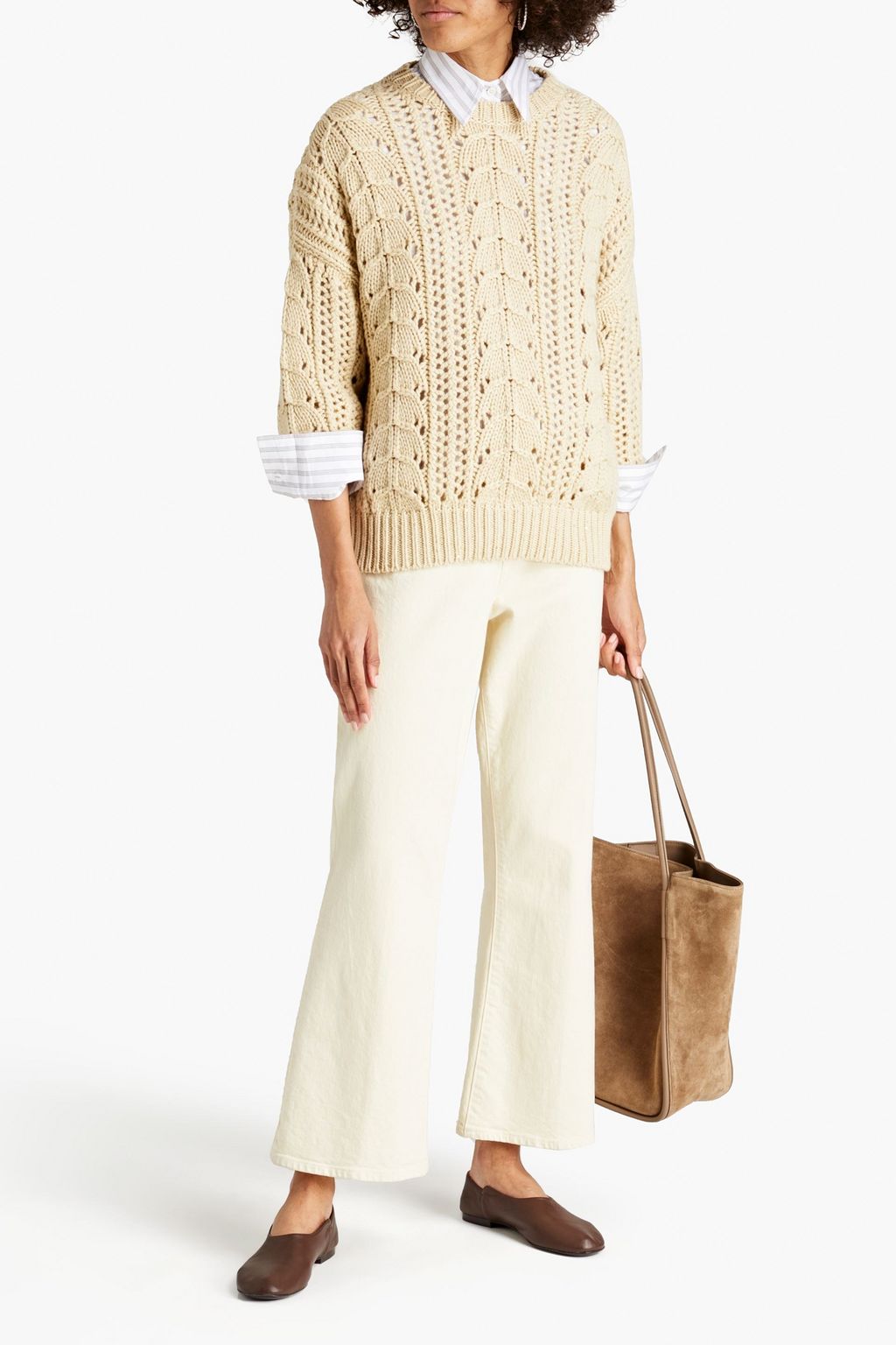 BRUNELLO CUCINELLI Sequin-embellished cashmere and silk-blend sweater