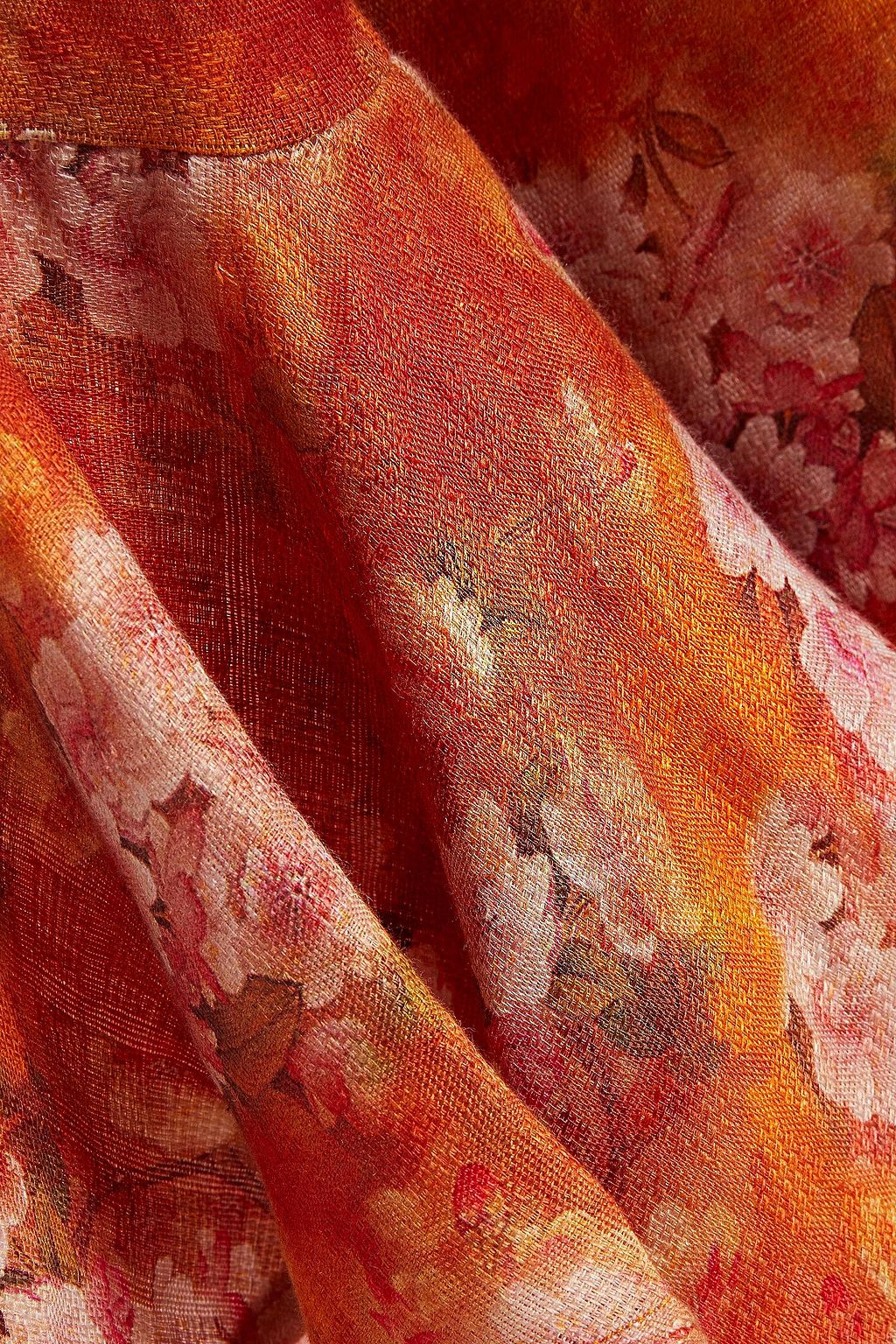 BAMBAH Camelia feather-embellished floral linen-jacquard kaftan