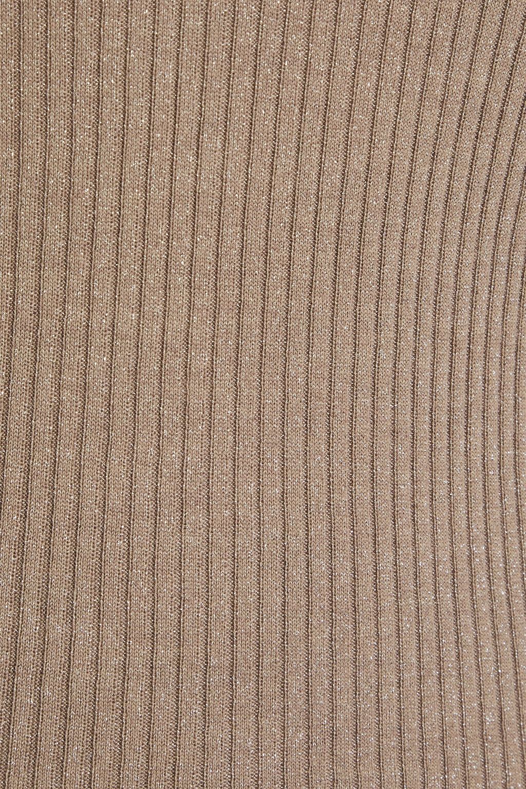 BRUNELLO CUCINELLI Rollkragenpullover aus einer gerippten Kaschmirmischung mit Metallic-Effekt