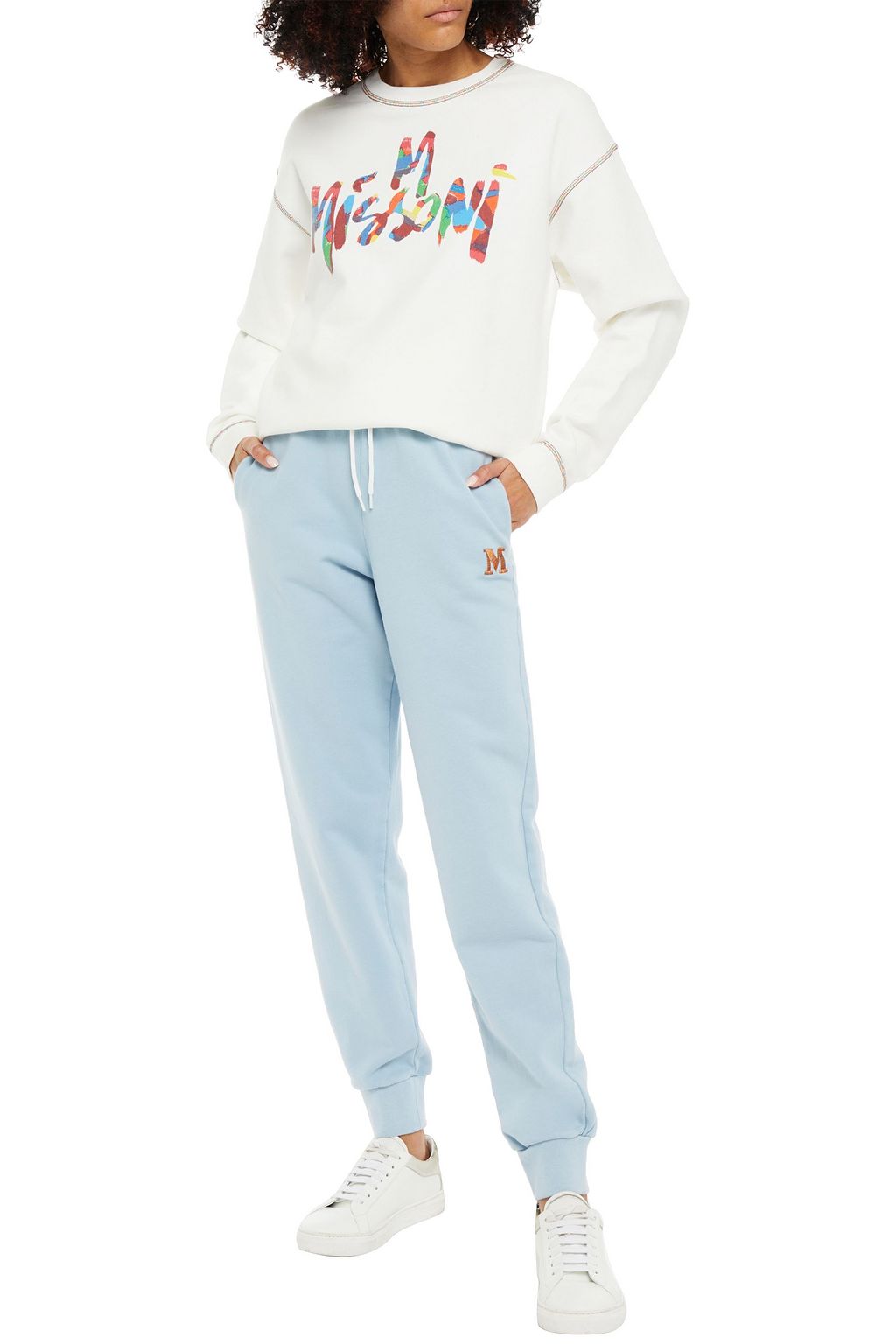 M MISSONI Embroidered French cotton-terry track pants