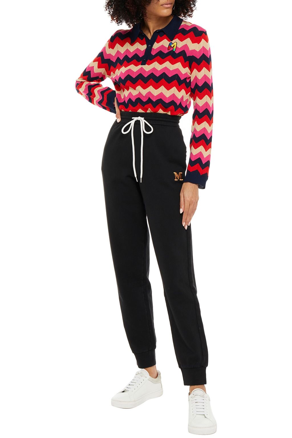 M MISSONI Embroidered French cotton-terry track pants