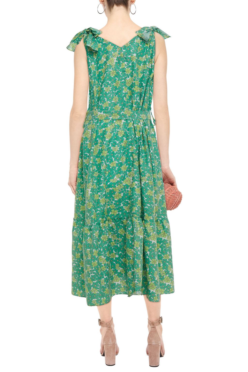 BAMBAH Knotted floral-print jersey midi dress