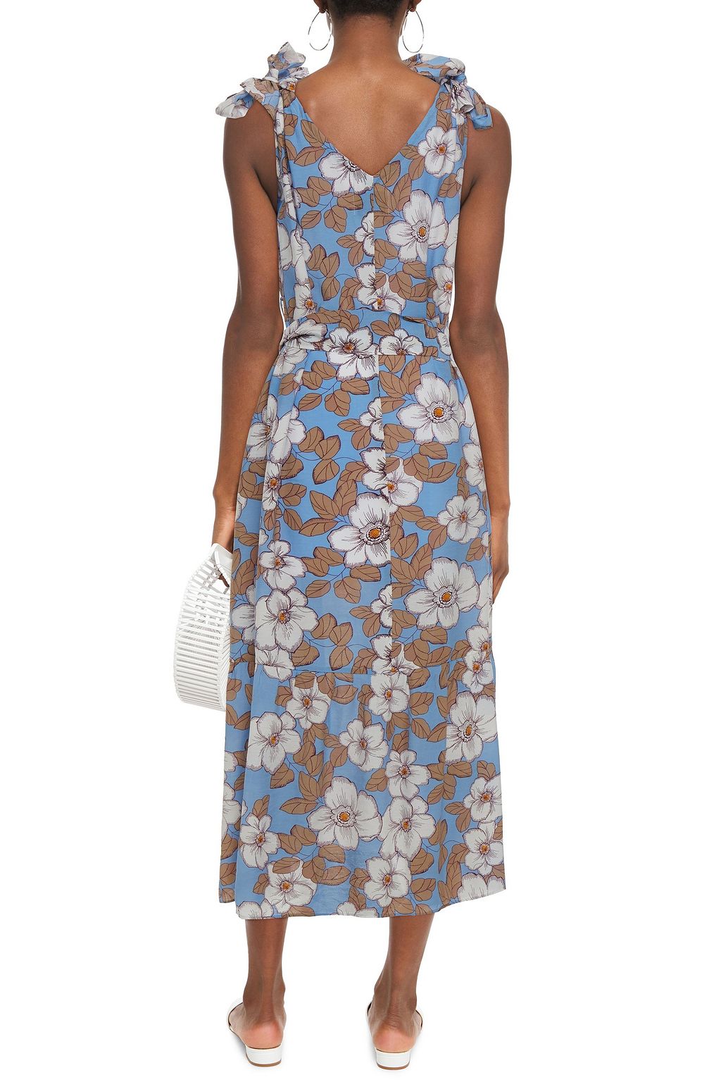 BAMBAH Knotted floral-print jersey midi dress