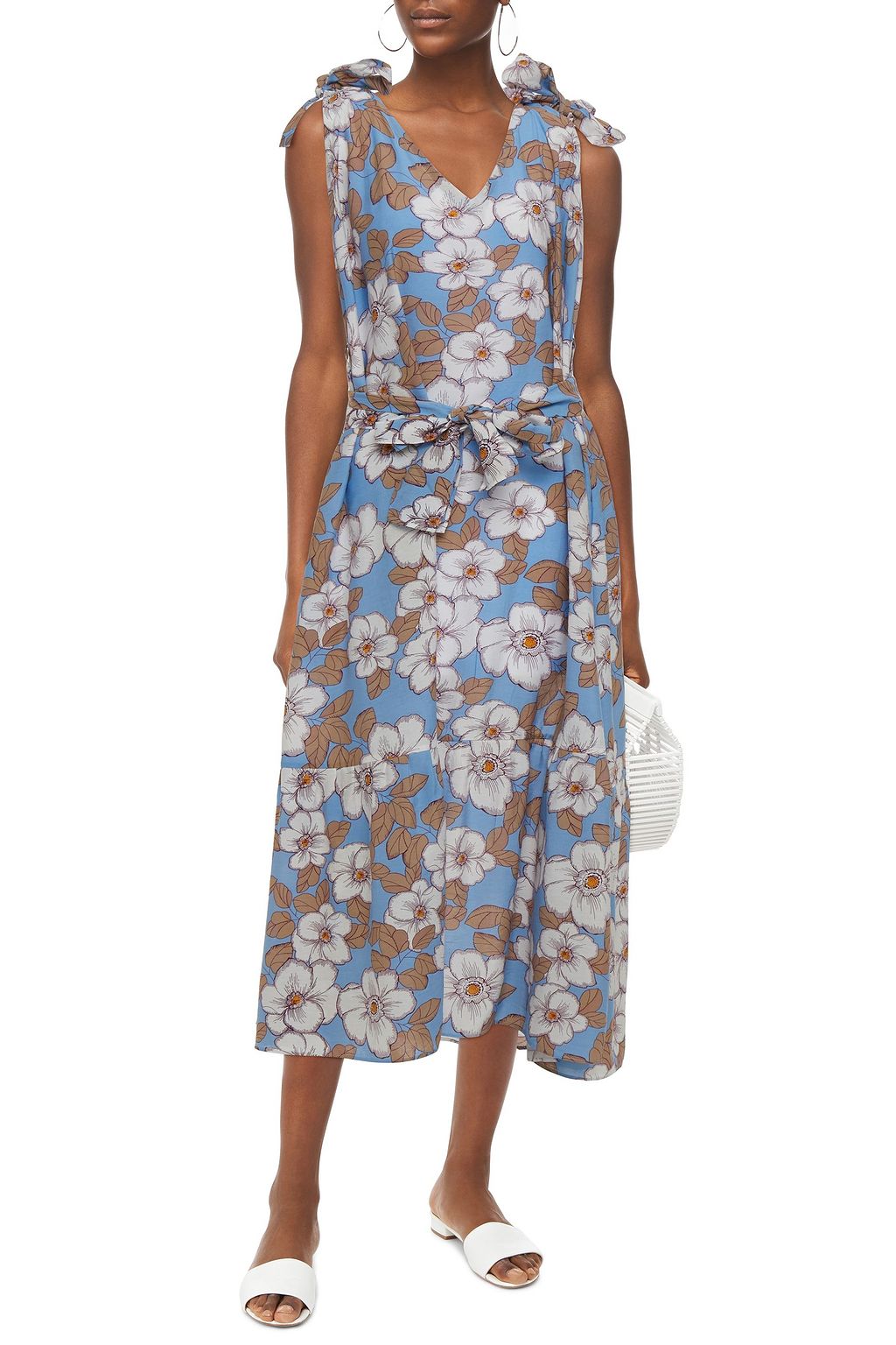 BAMBAH Knotted floral-print jersey midi dress