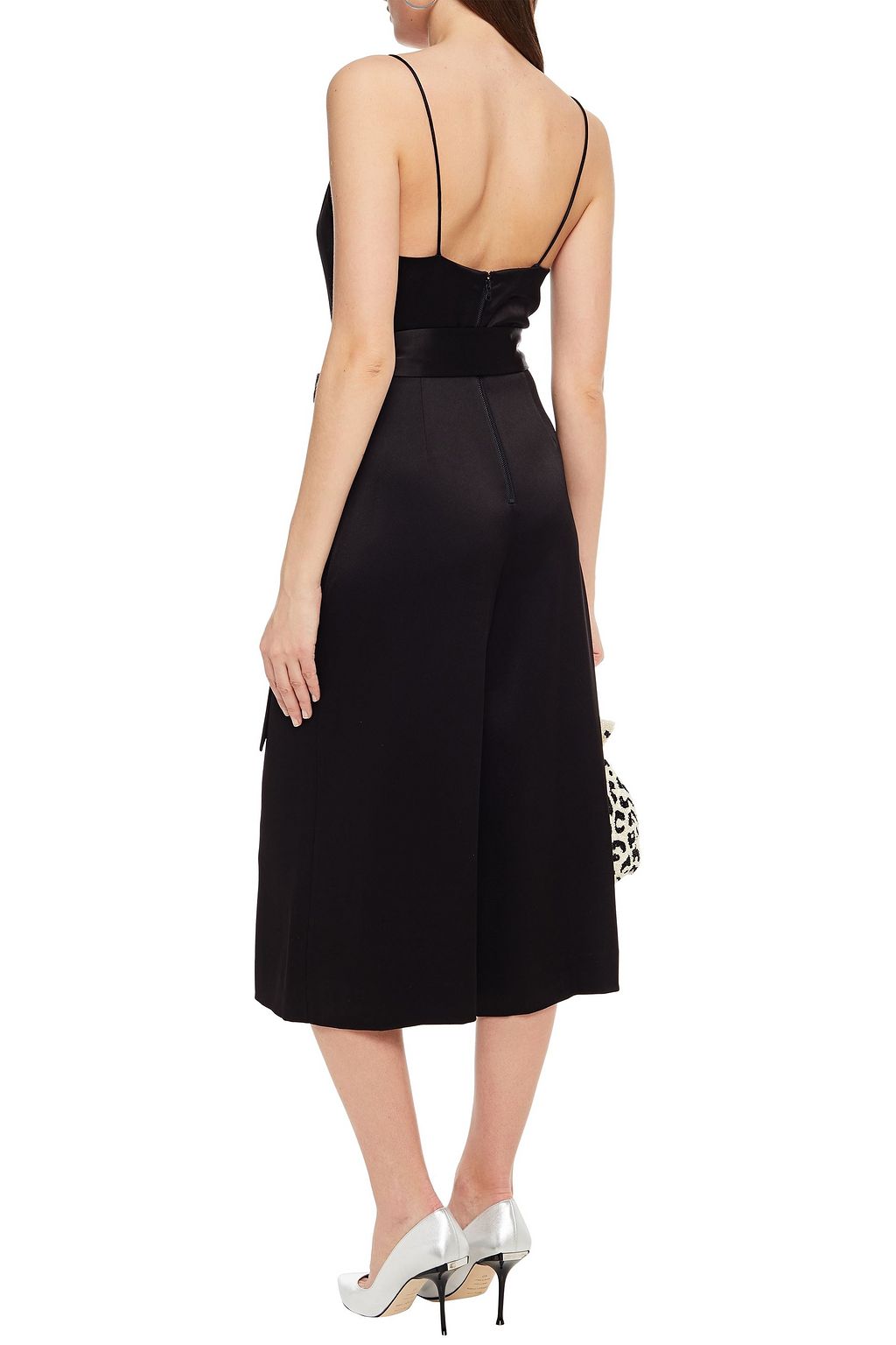 ALICE + OLIVIA Harmon cropped belted satin wide-leg jumpsuit