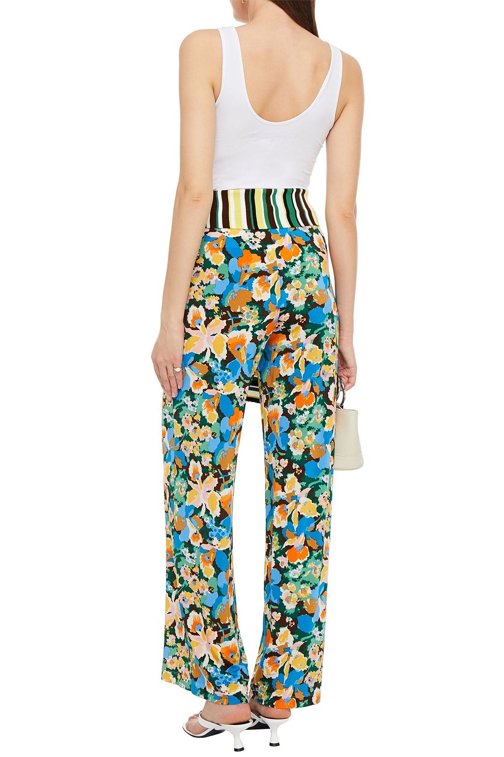 M MISSONI Belted printed stretch-jersey wide-leg pants