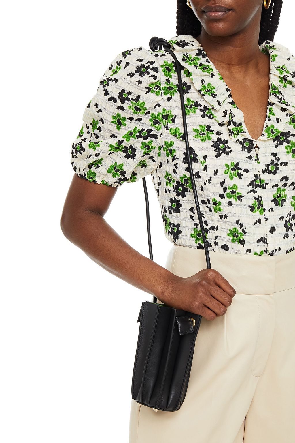 SARA BATTAGLIA Plissé leather bucket bag