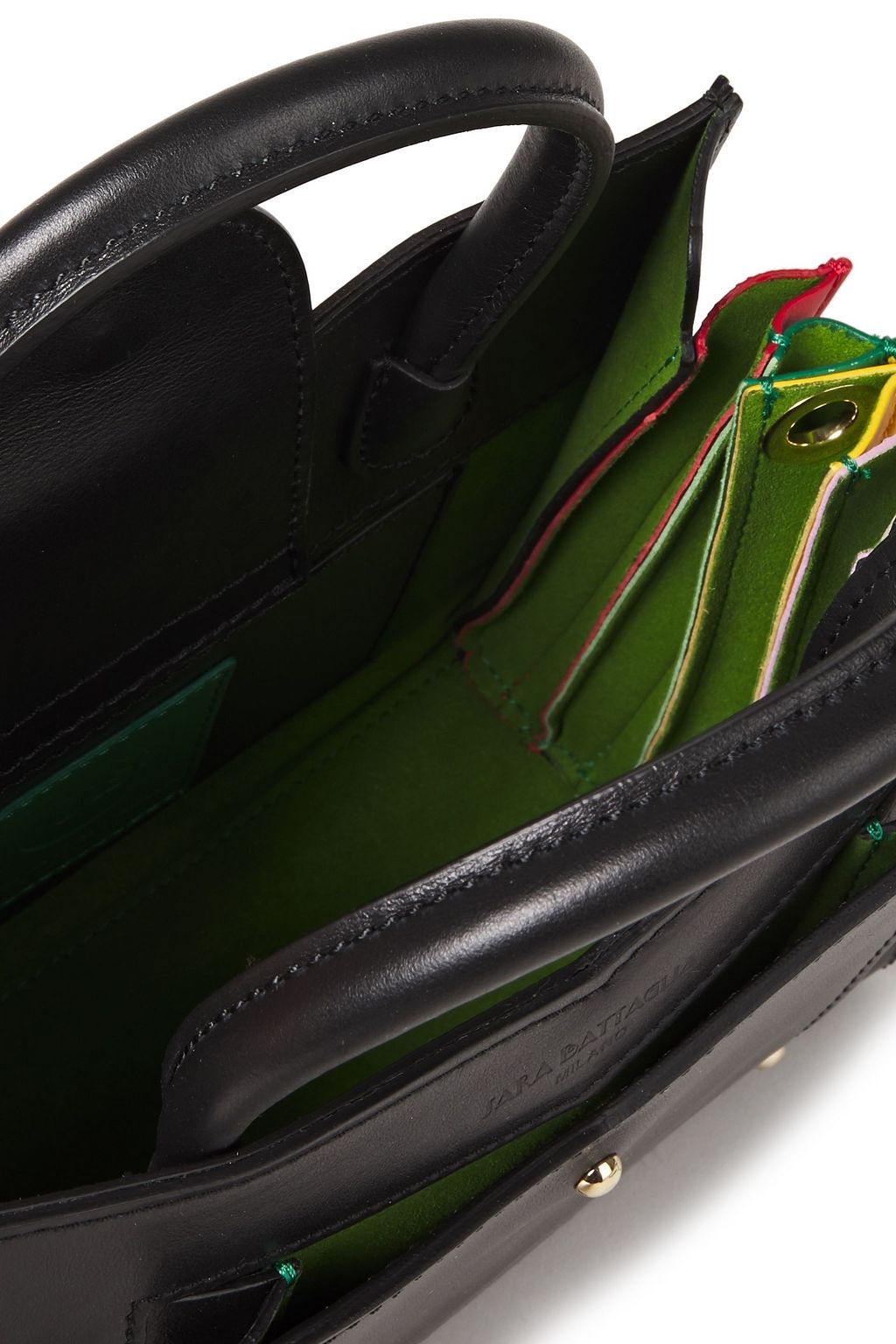 SARA BATTAGLIA Plissé Toy color-block leather tote