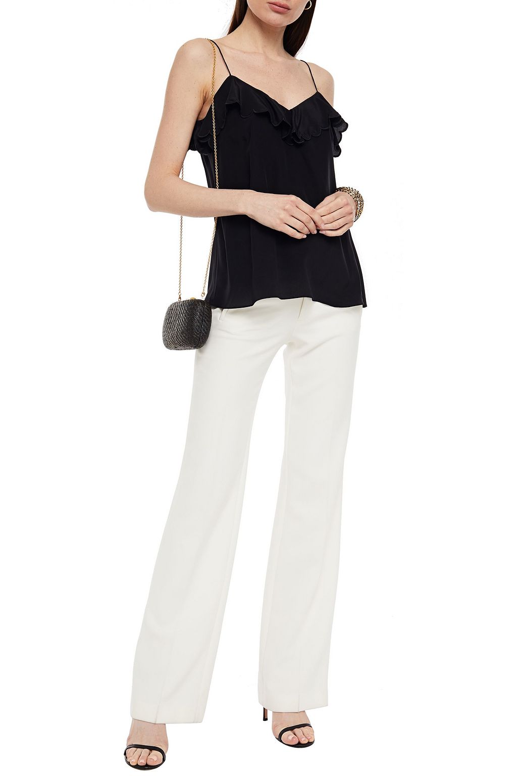 ZIMMERMANN Scalloped ruffled silk crepe de chine camisole