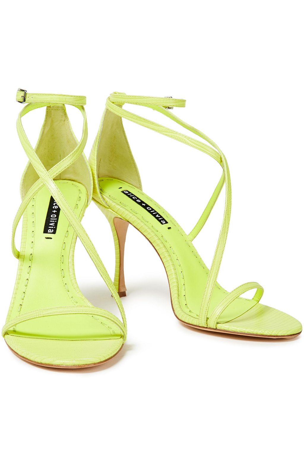 ALICE + OLIVIA Deidra neon lizard-effect leather sandals