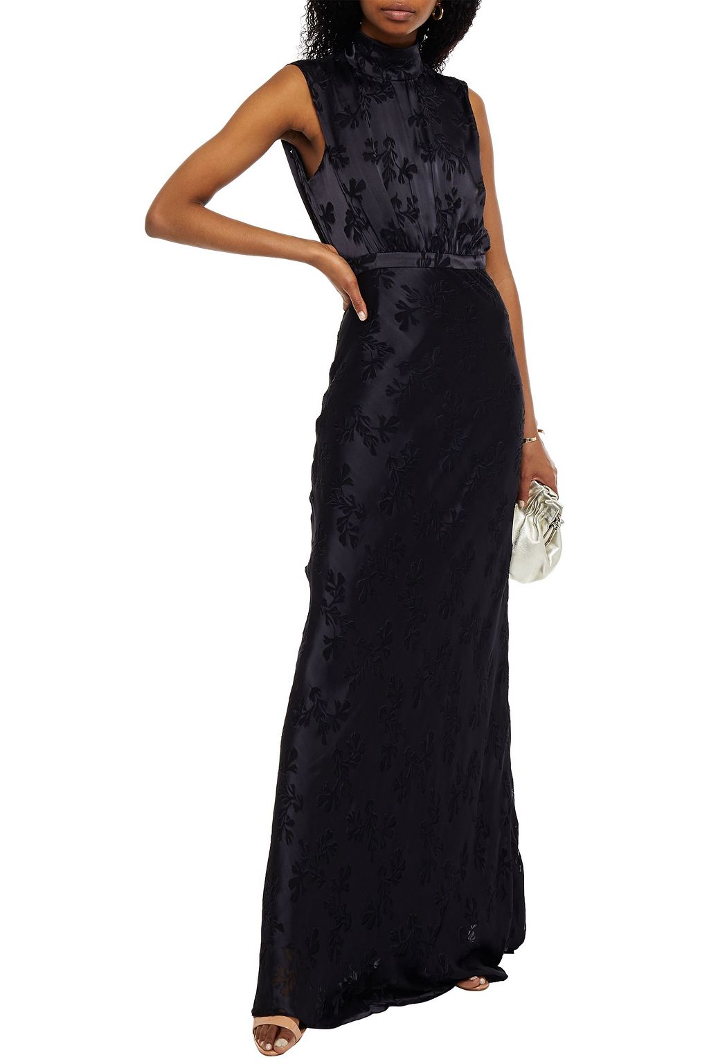 SALONI Fleur devoré-satin gown