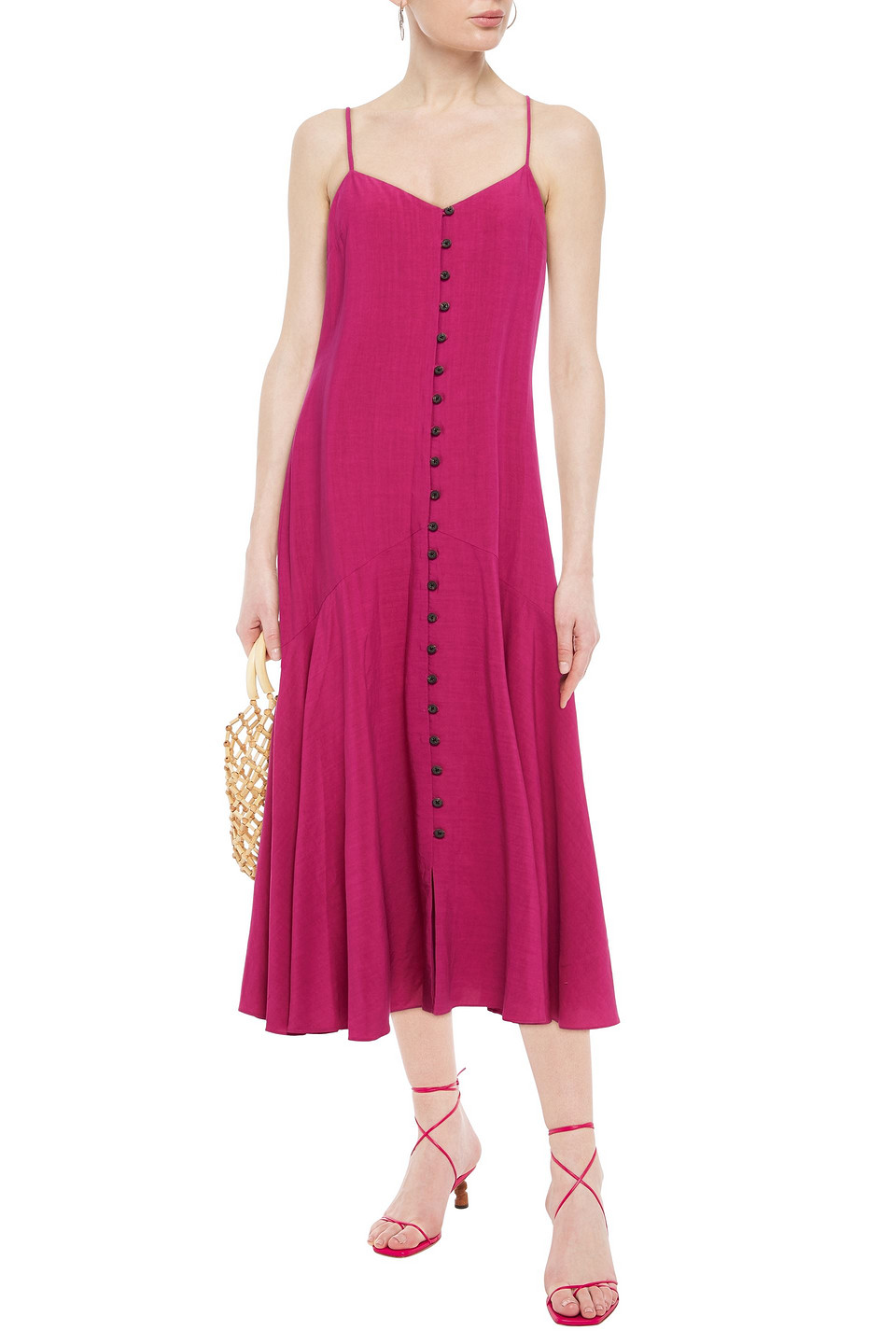 Mara Hoffman Diana Tencel-broadcloth Midi Slip Dress In Magenta