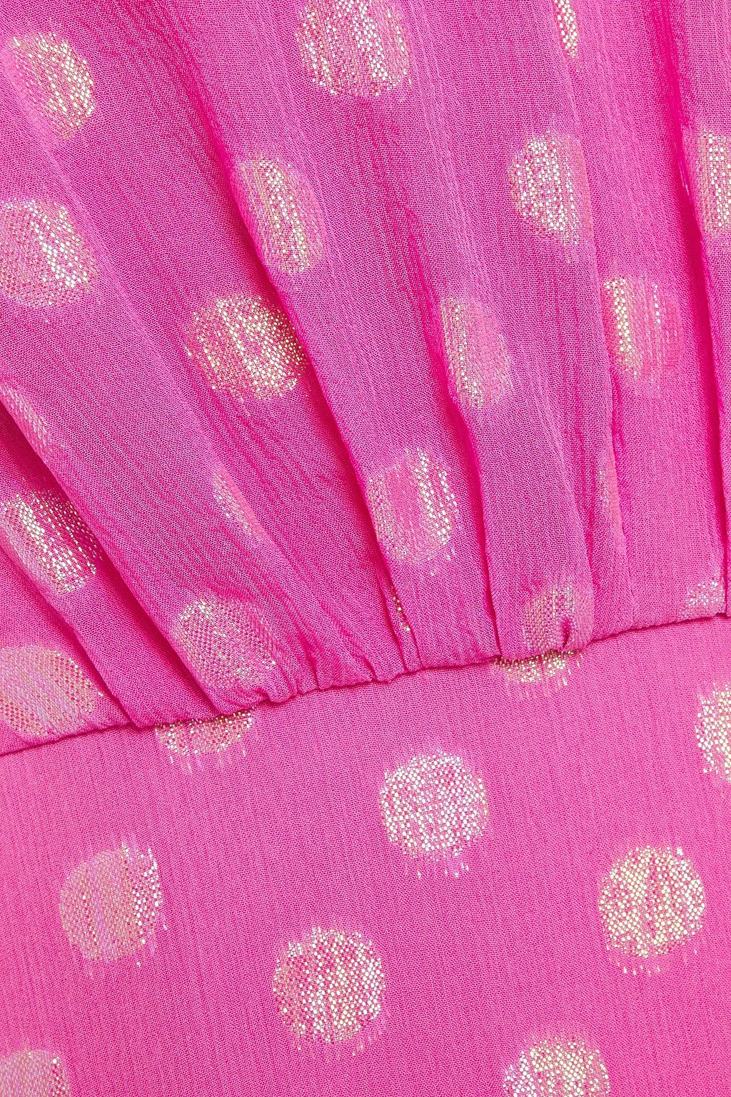 SALONI Devon gathered fil coupé silk-chiffon midi dress