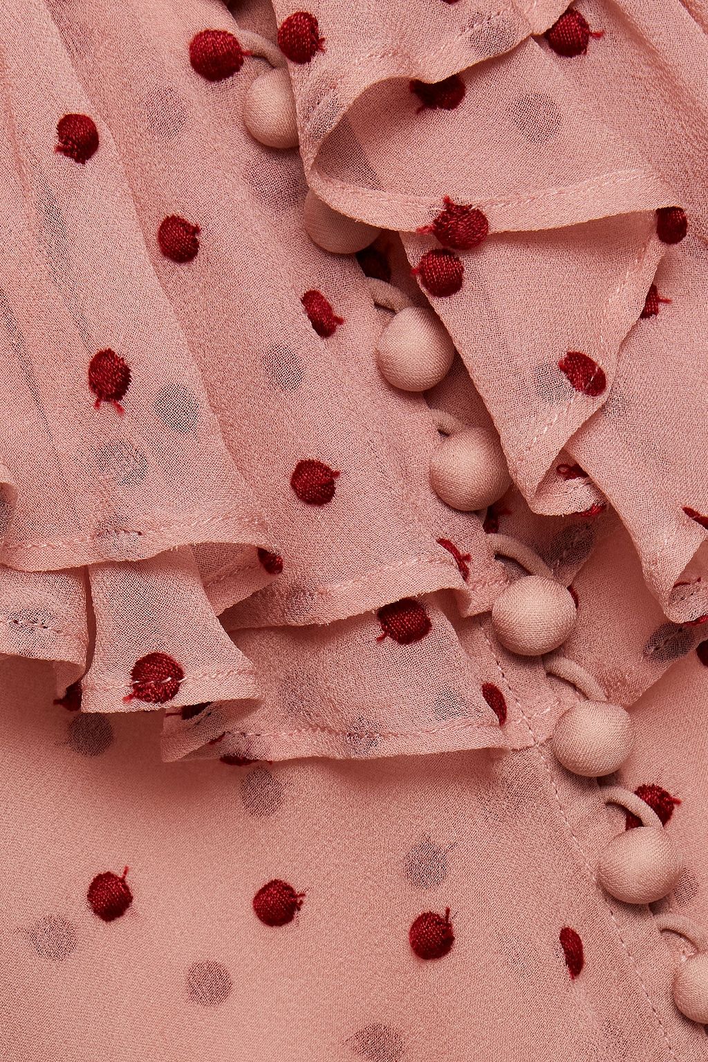 ZIMMERMANN Wavelength pussy-bow ruffled Swiss-dot silk-georgette blouse
