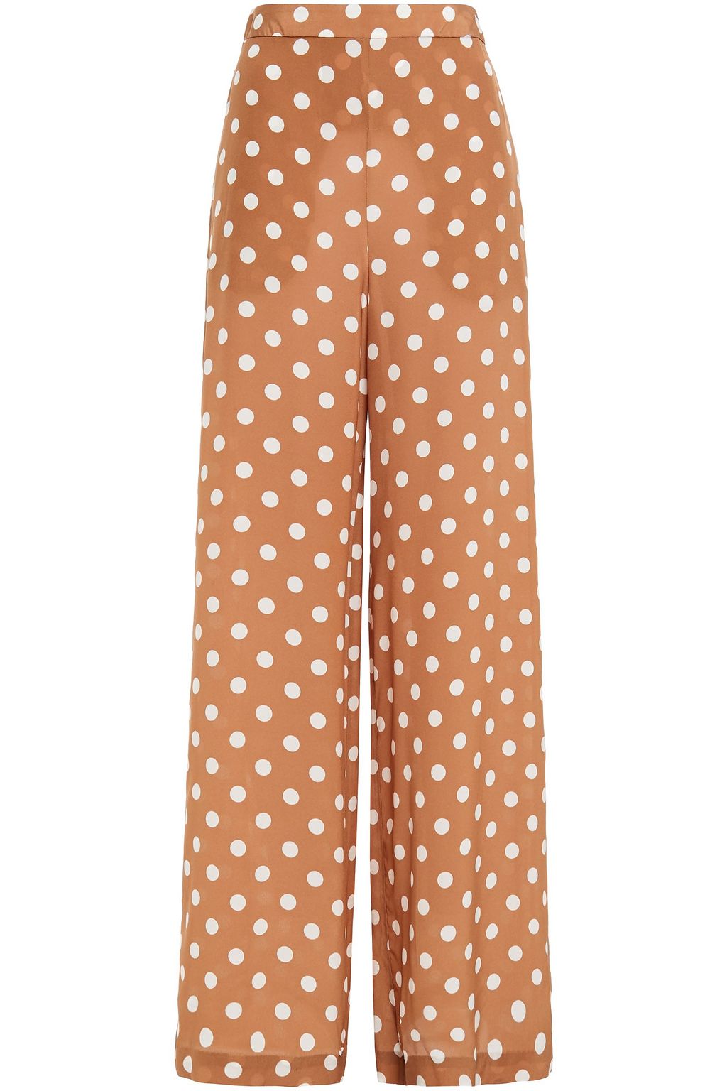 Tan Polka-dot silk crepe de chine wide 