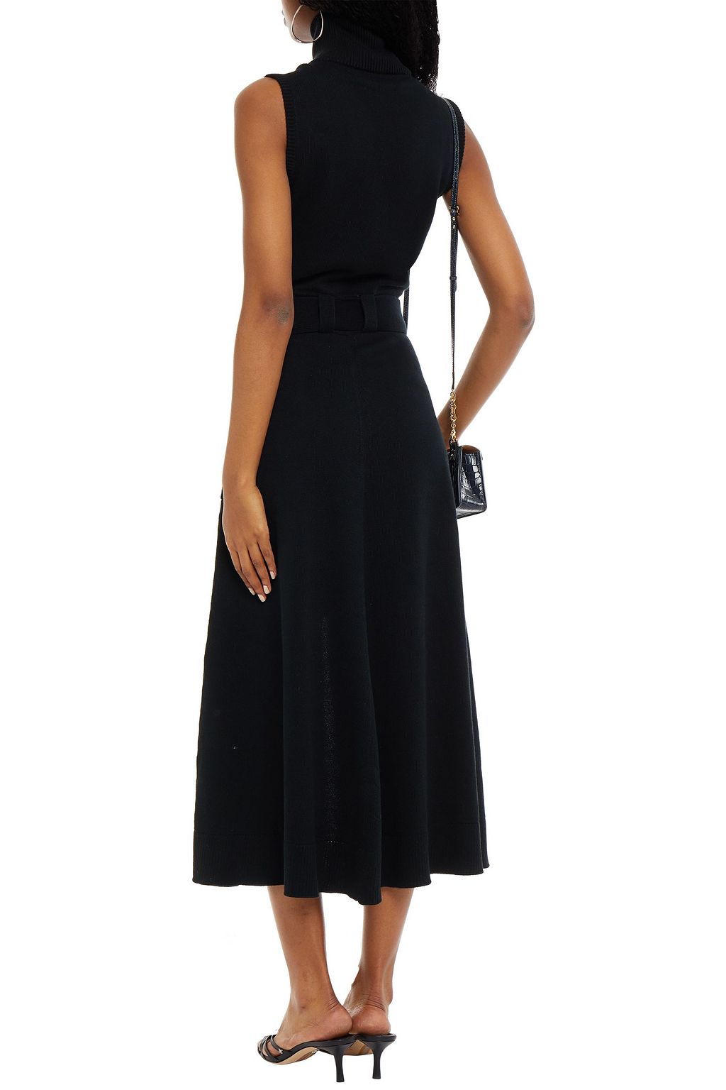 MARA HOFFMAN Elle belted organic cotton turtleneck midi dress
