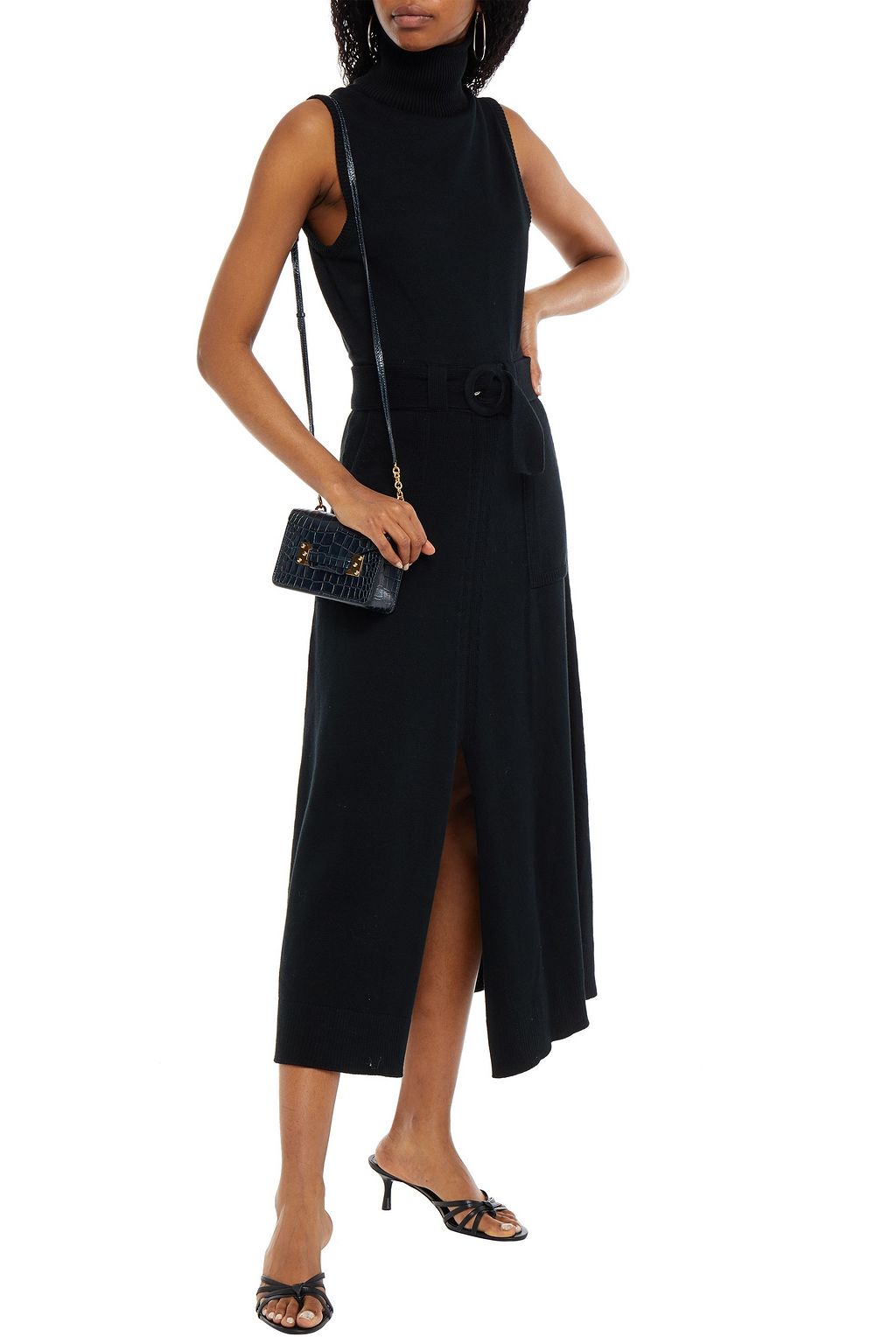 MARA HOFFMAN Elle belted organic cotton turtleneck midi dress