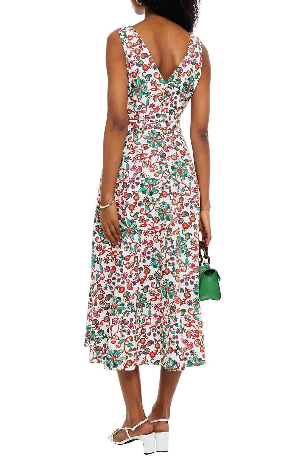 SALONI Zoey gathered printed cotton midi dress