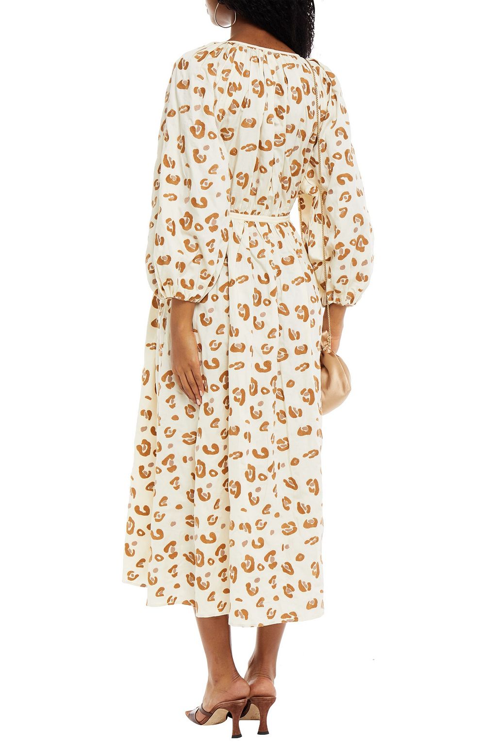 MARA HOFFMAN Simone embroidered gathered cotton-poplin midi dress