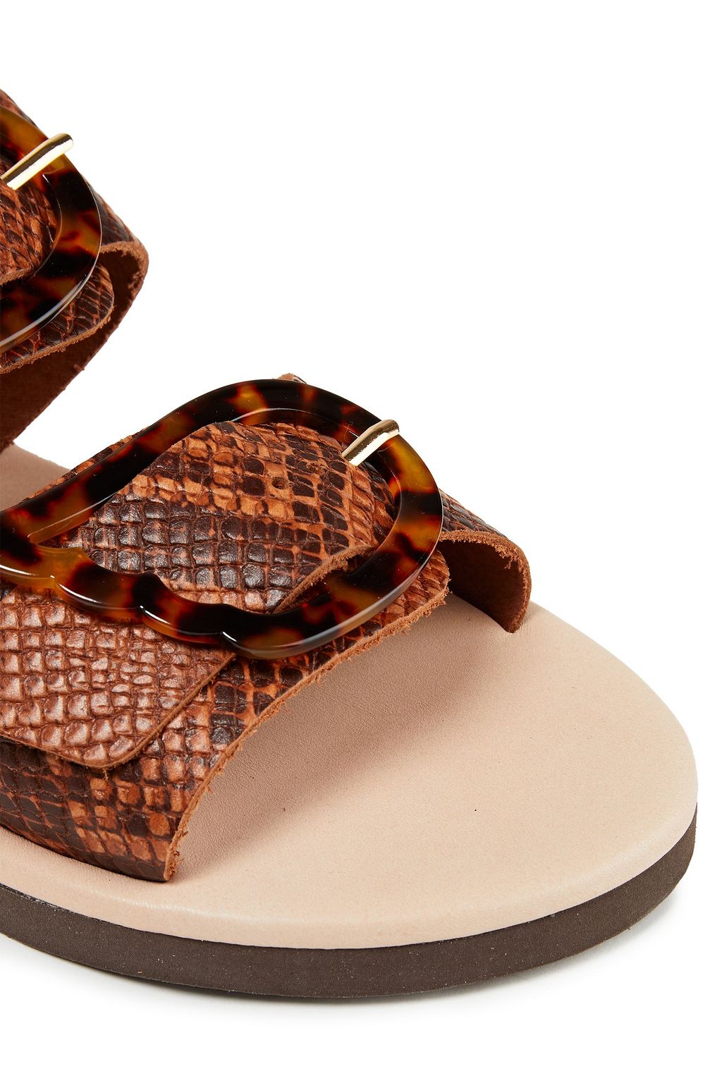 ANCIENT GREEK SANDALS Iaso buckled snake-effect leather slides