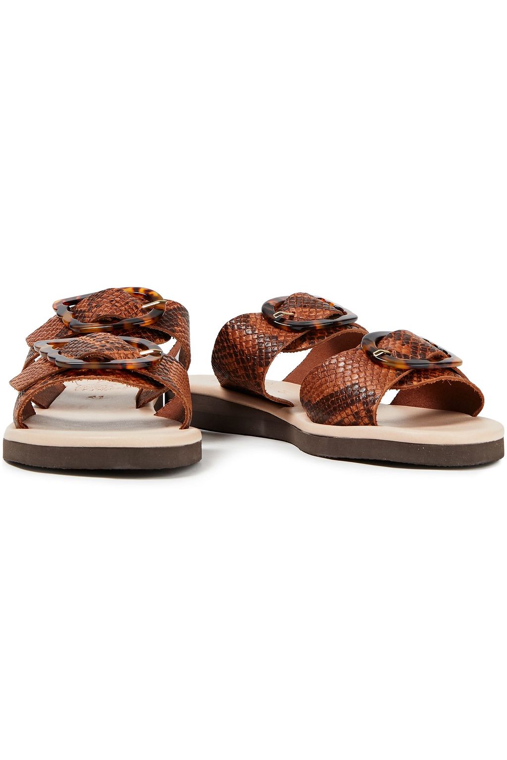 ANCIENT GREEK SANDALS Iaso buckled snake-effect leather slides