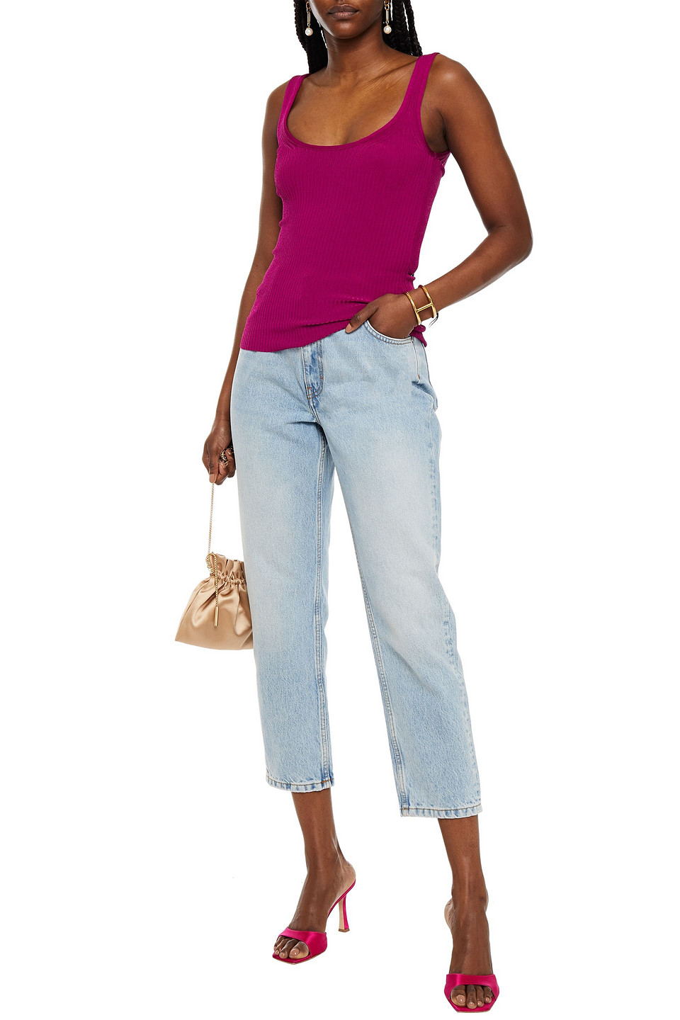 Zimmermann Wavelength Ribbed Jersey Tank In Magenta