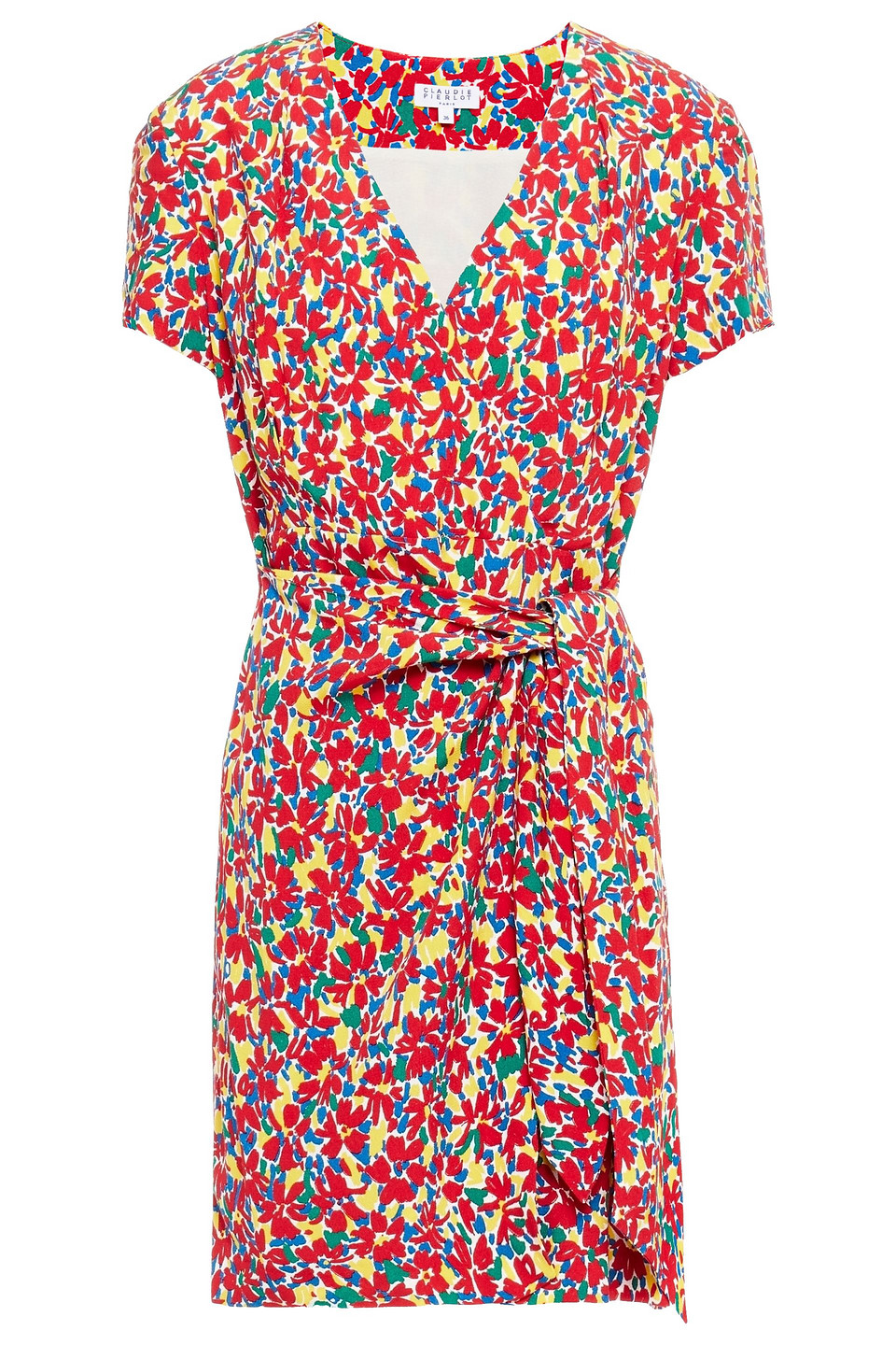 Claudie Pierlot Woman Wrap-effect Floral-print Crepe Mini Dress Multicolor Size 40