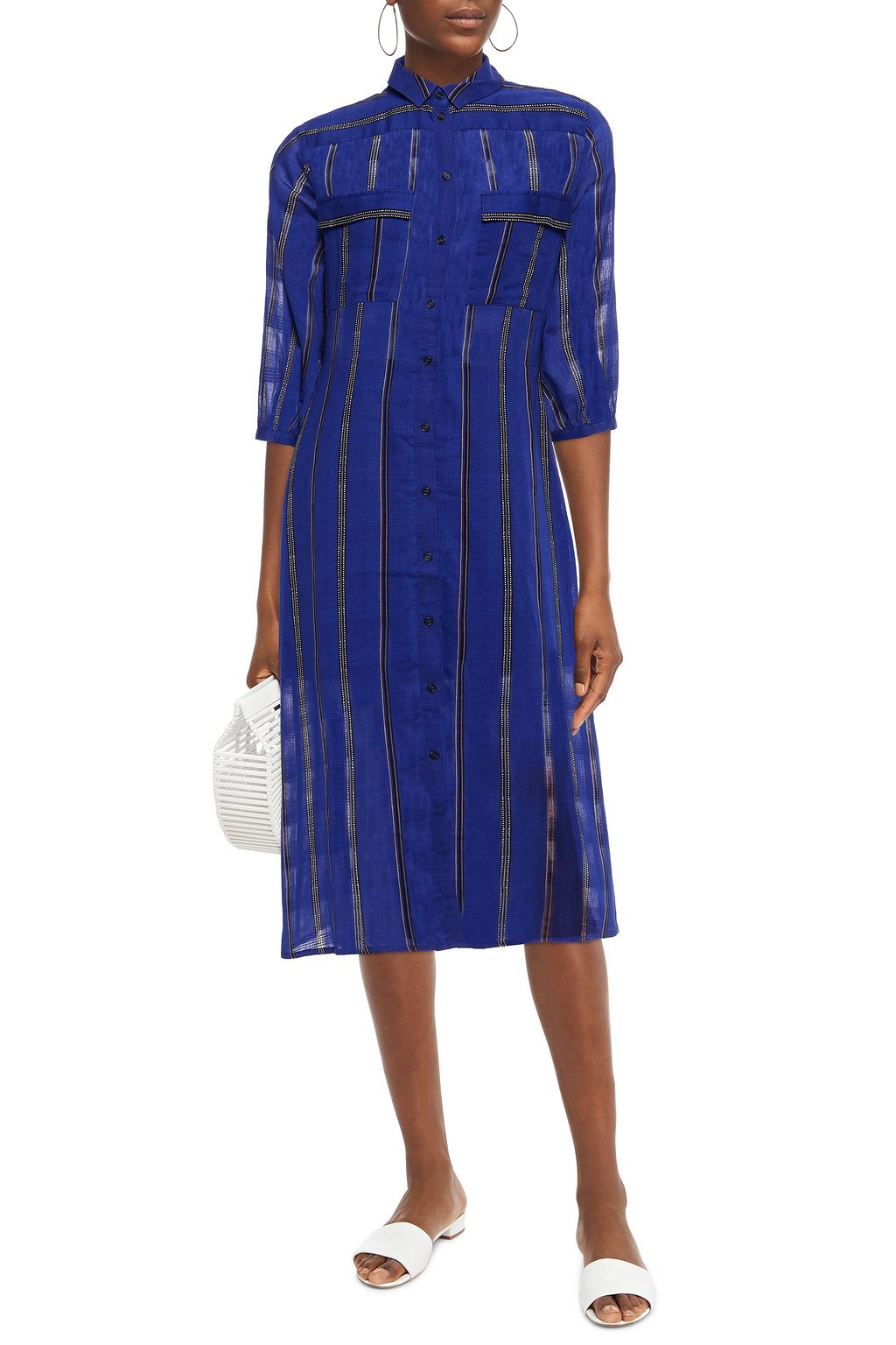 BA&SH Kinda printed cotton-jacquard midi shirt dress