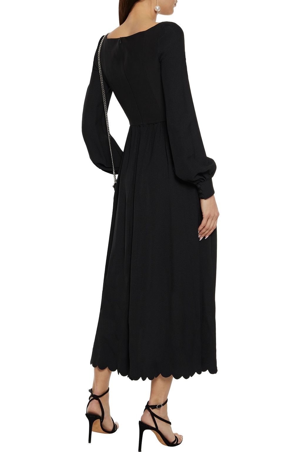 VALENTINO GARAVANI Scalloped crepe midi dress