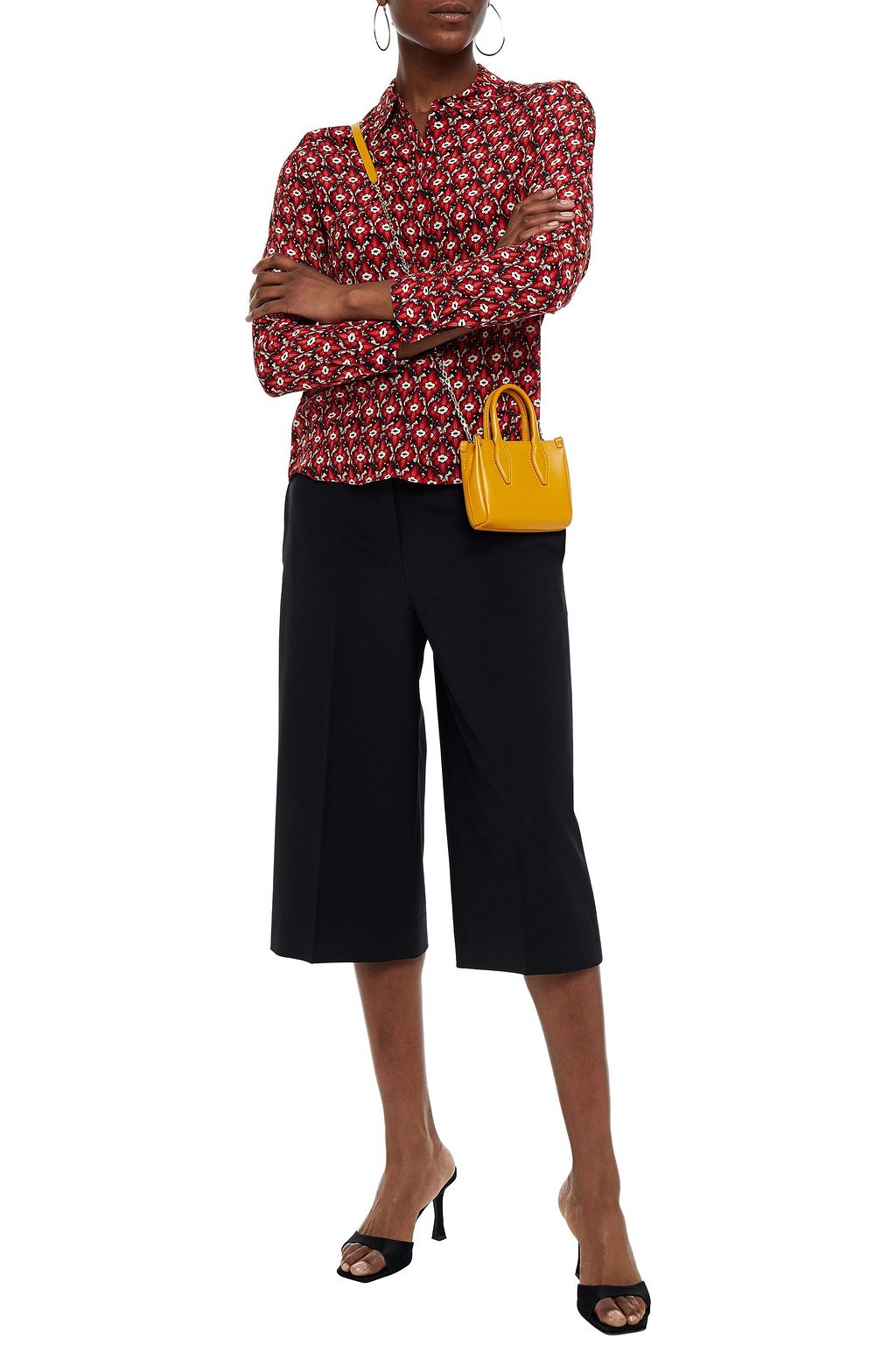 ALICE + OLIVIA Willa printed silk crepe de chine shirt