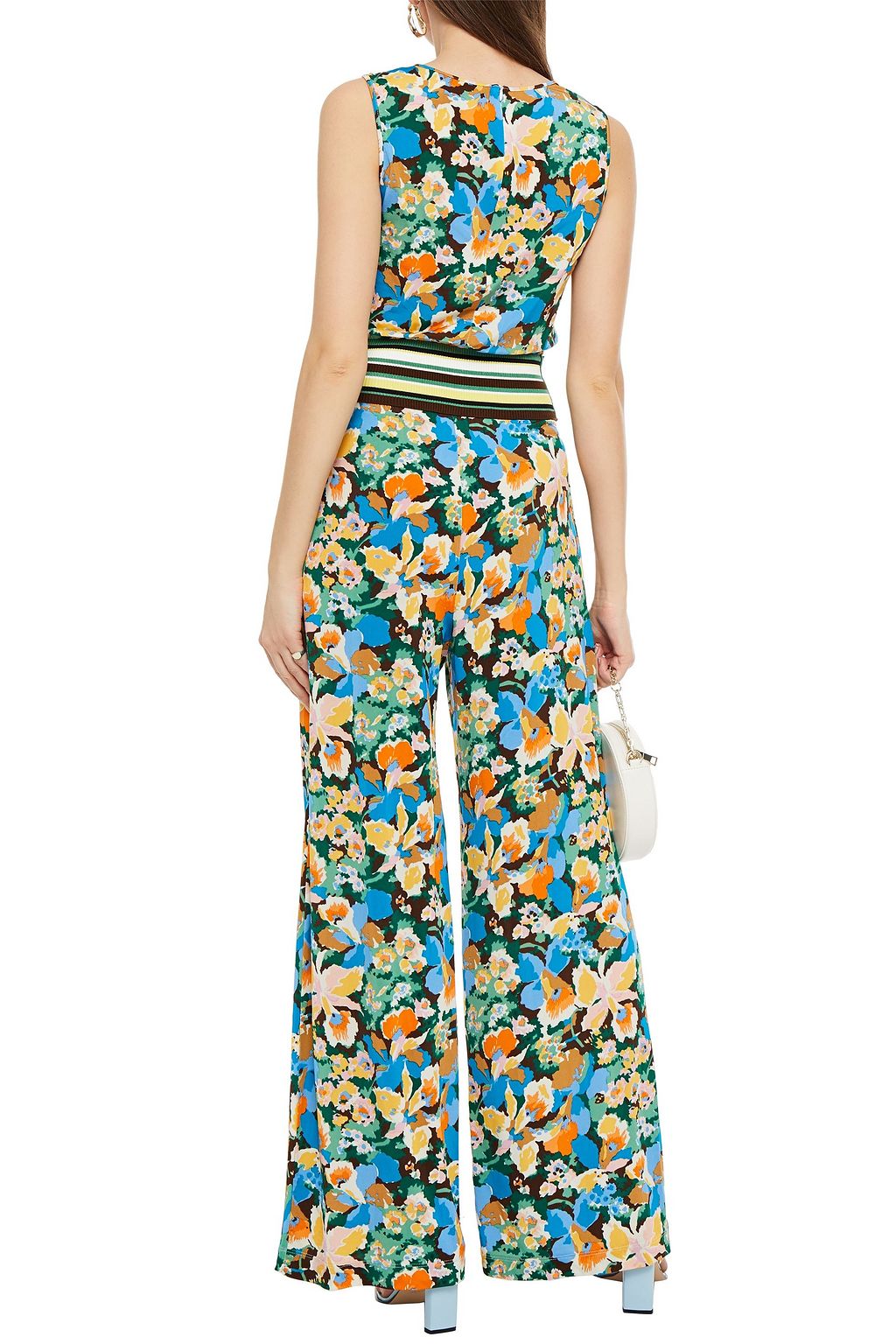 M MISSONI Belted floral-print stretch-jersey jumpsuit