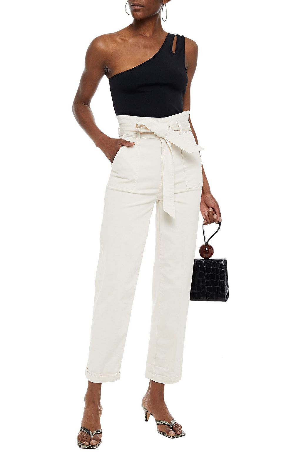 ALICE + OLIVIA Clarissa belted stretch-cotton twill straight-leg pants