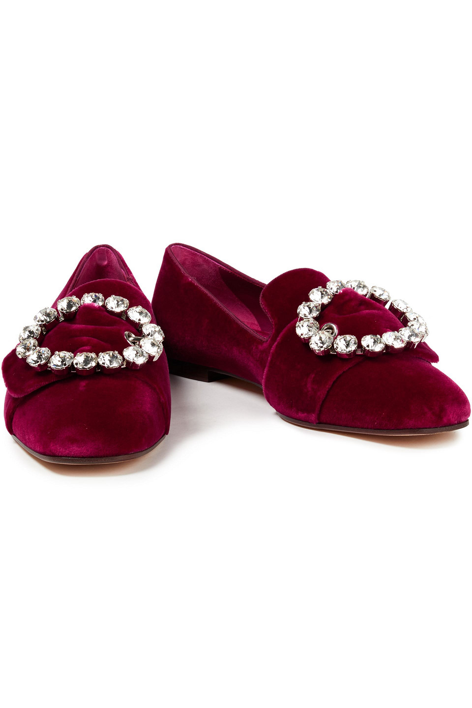 Dolce & Gabbana Jackie Crystal-embellished Velvet Loafers In Plum
