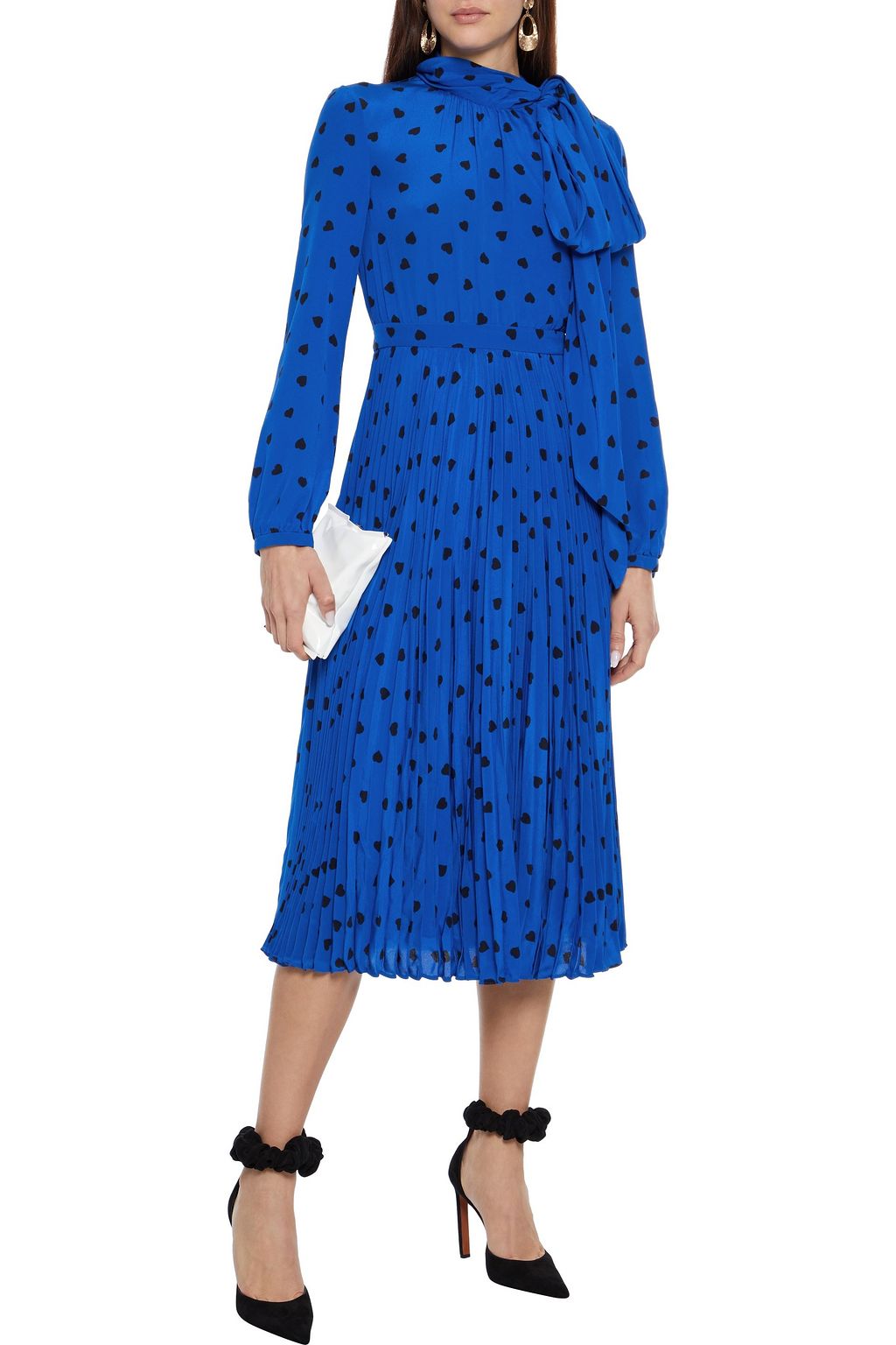 VALENTINO GARAVANI Pleated printed silk crepe de chine midi dress