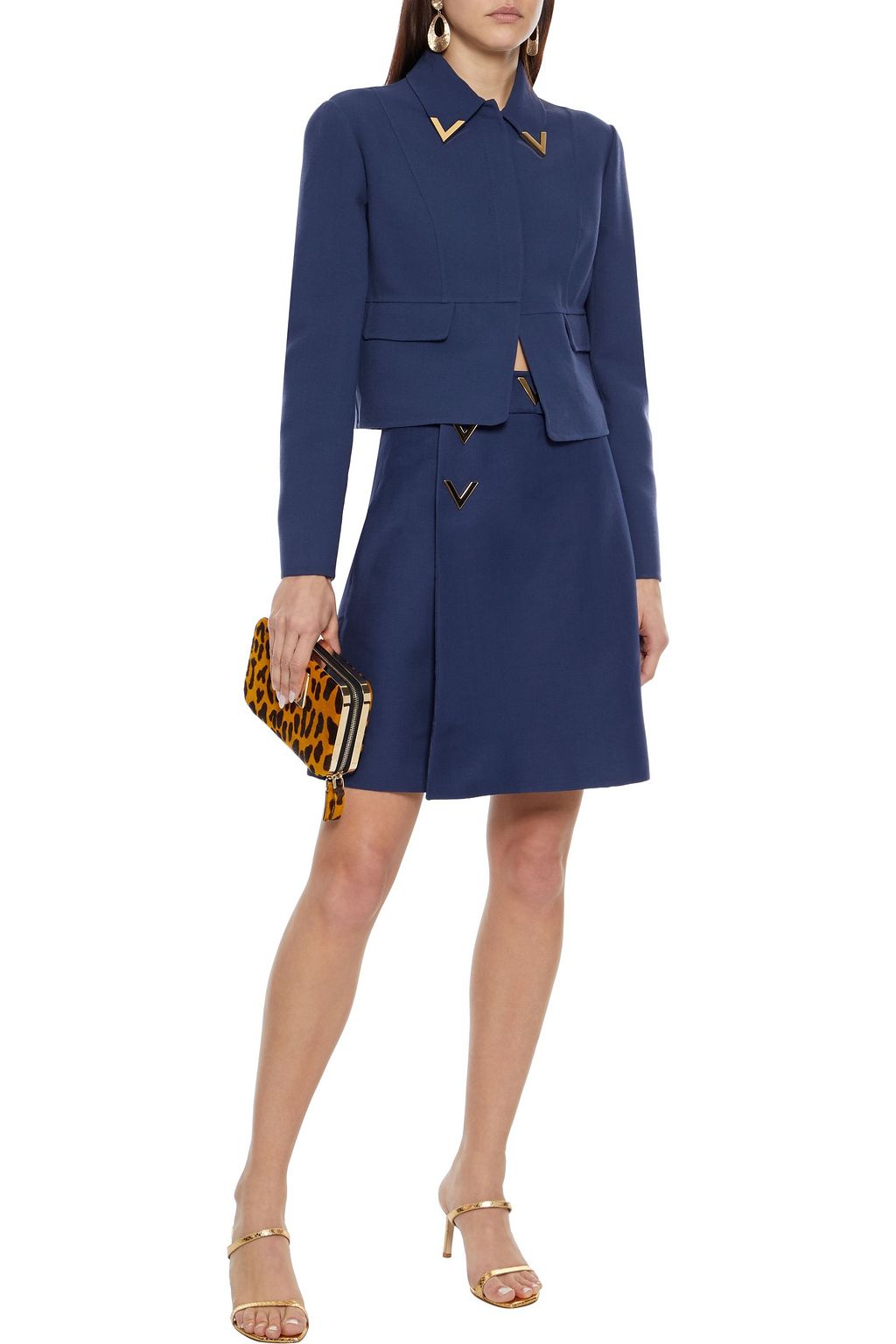 VALENTINO GARAVANI Cropped embellished wool-crepe jacket
