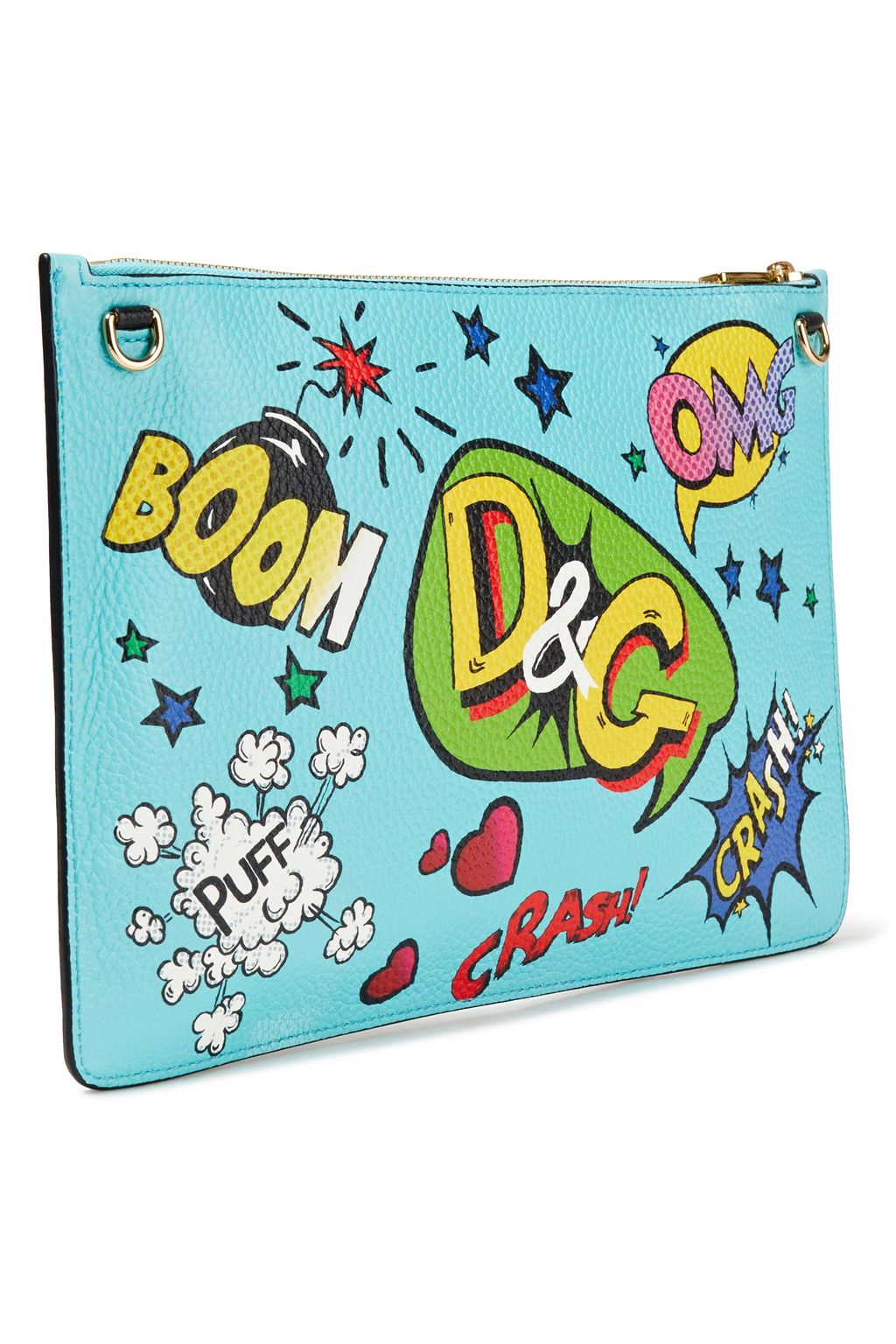 DOLCE&GABBANA Printed pebbled-leather clutch