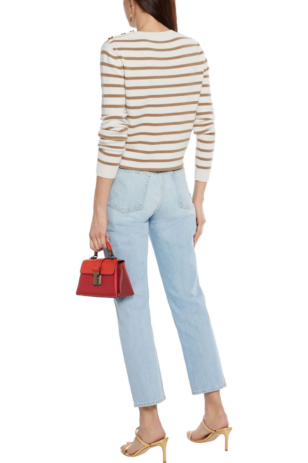 VALENTINO GARAVANI Sequin-embellished striped cashmere sweater