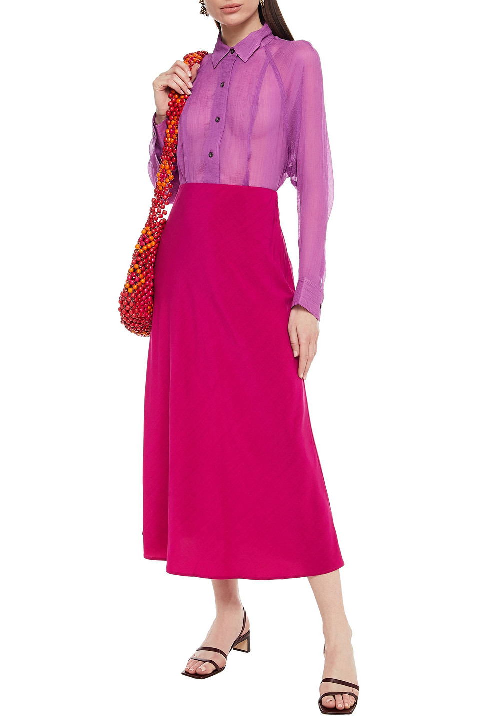 Mara Hoffman Washed Tencel Midi Skirt In Purple