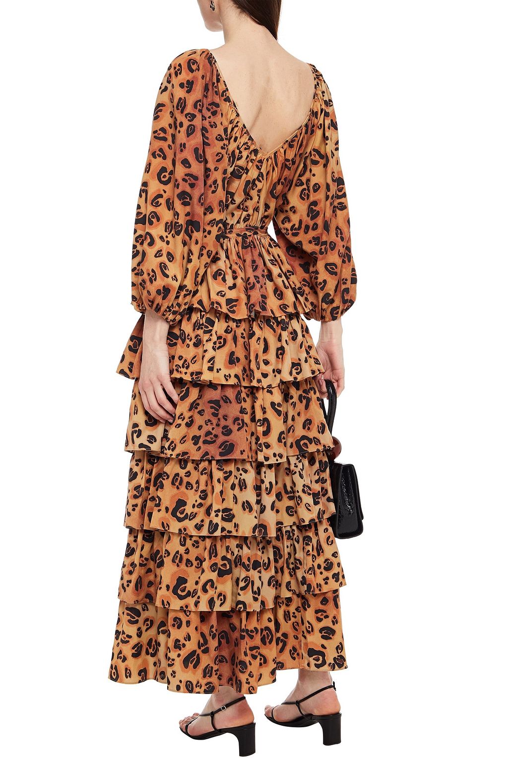MARA HOFFMAN Marzia tiered leopard-print Tencel-broadcloth maxi skirt
