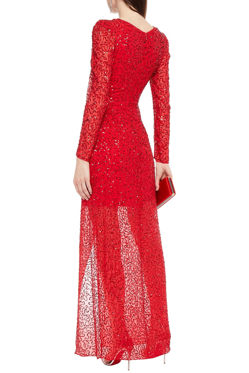 JENNY PACKHAM Wrap-effect embellished georgette gown