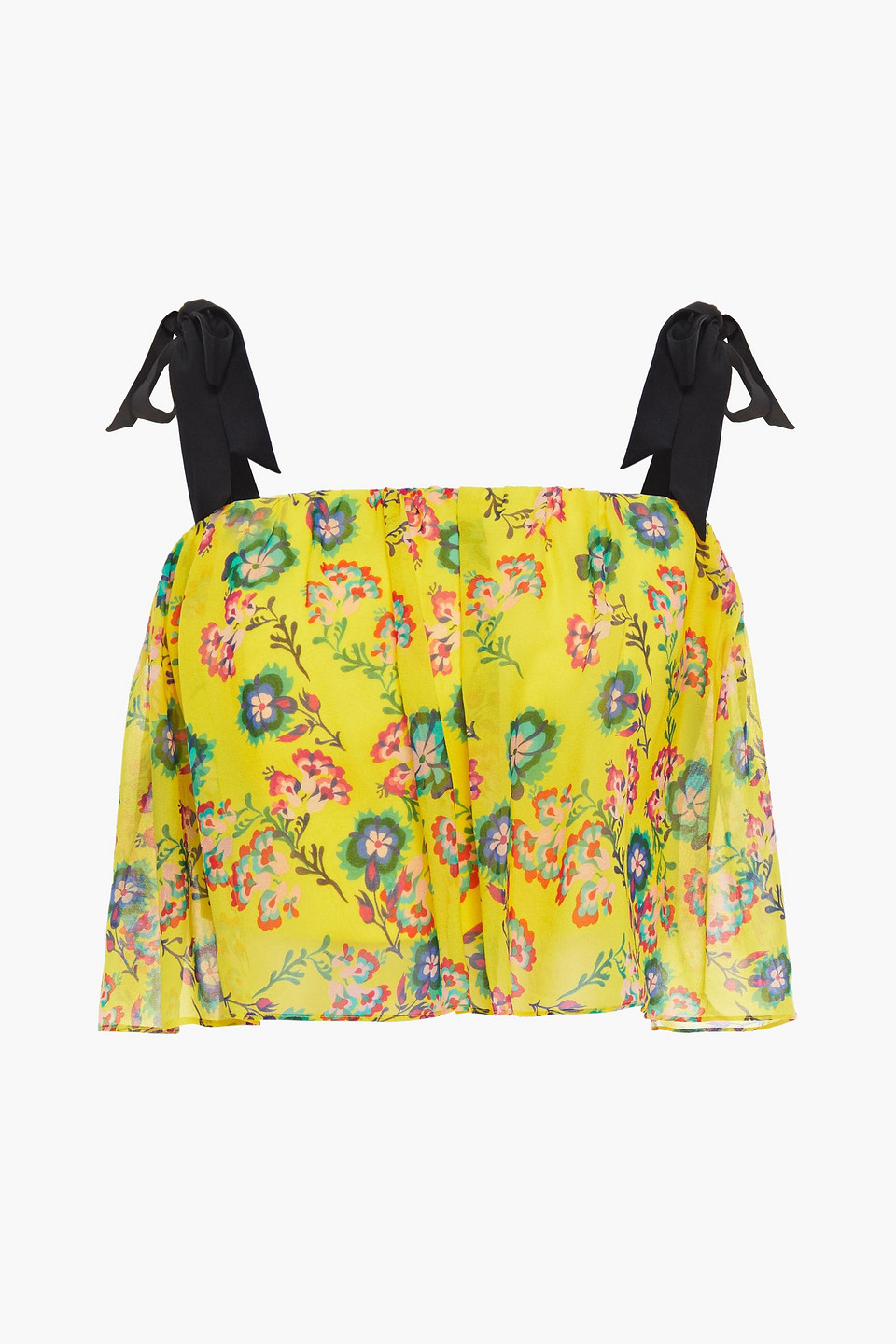 Jemi cropped floral-print silk-georgette top