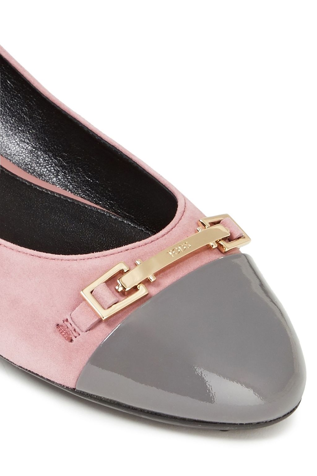 TOD'S Verzierte Ballerinas aus Veloursleder mit Lacklederbesatz