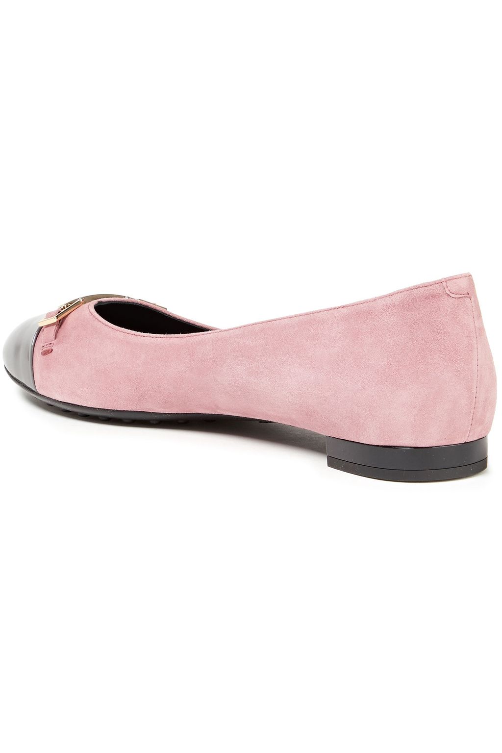 TOD'S Verzierte Ballerinas aus Veloursleder mit Lacklederbesatz