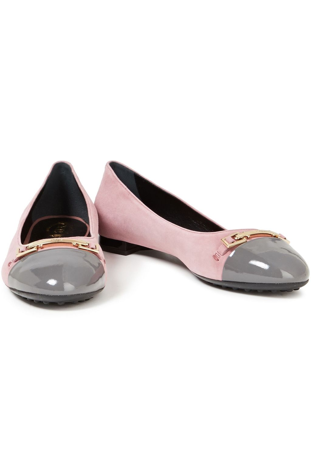 TOD'S Verzierte Ballerinas aus Veloursleder mit Lacklederbesatz