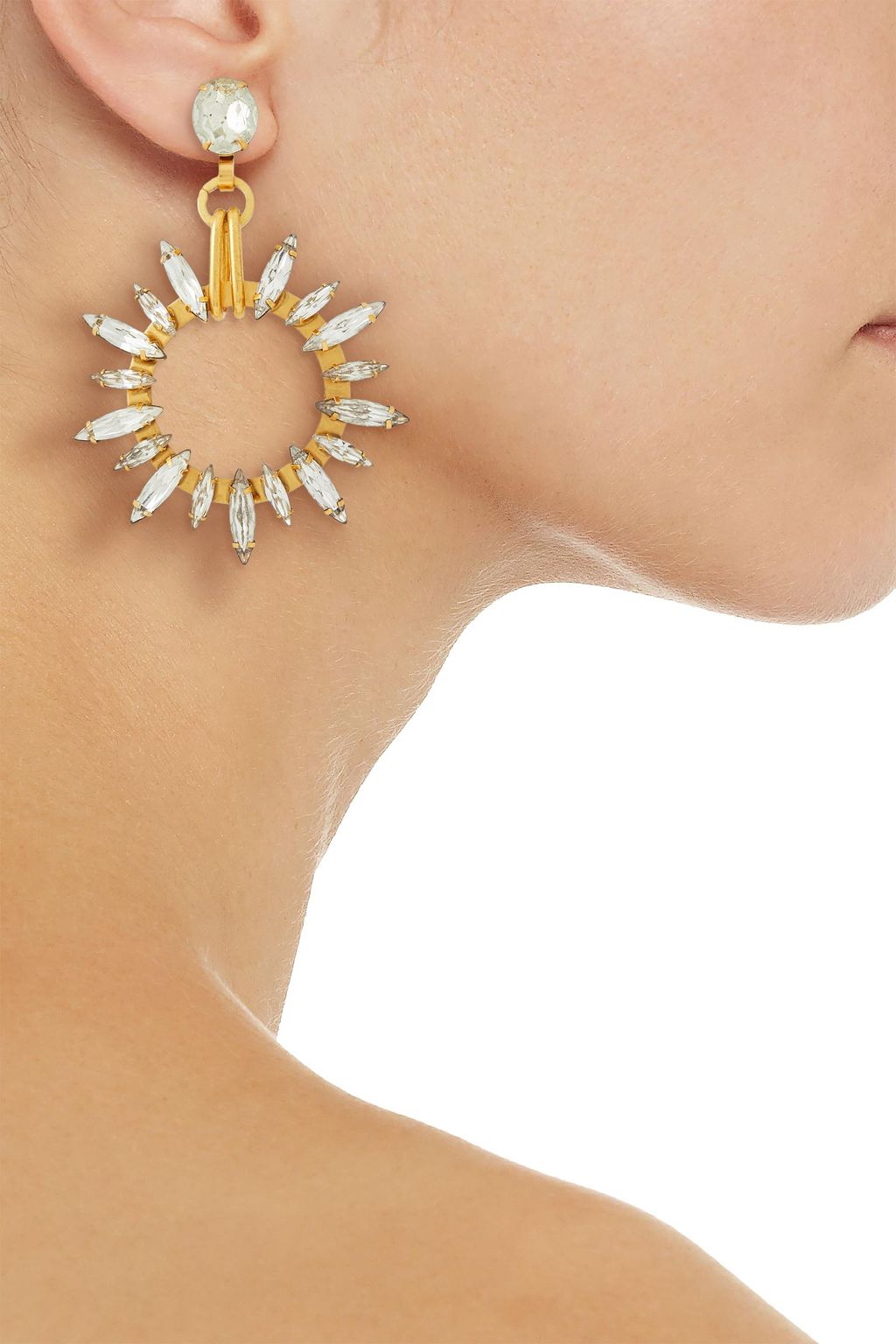 ELIZABETH COLE 24-karat gold-plated Swarovski crystal earrings