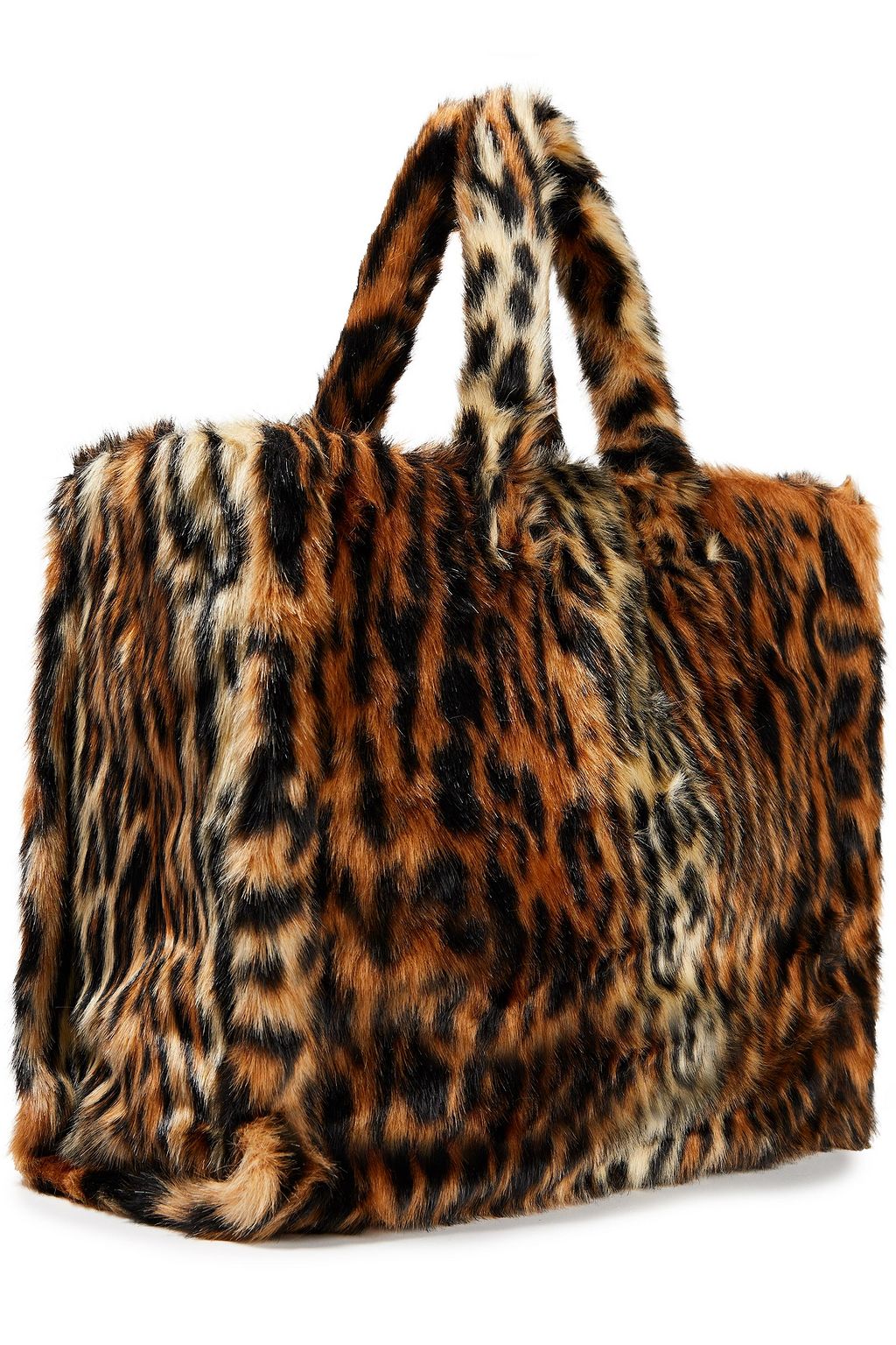 STAND STUDIO Lola leopard-print faux fur tote