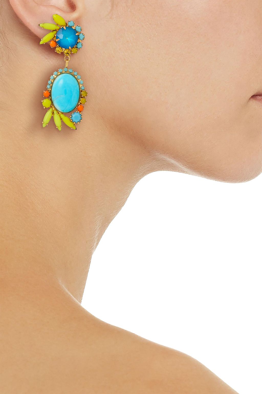 ELIZABETH COLE Riley 24-karat gold-plated multi-stone earrings