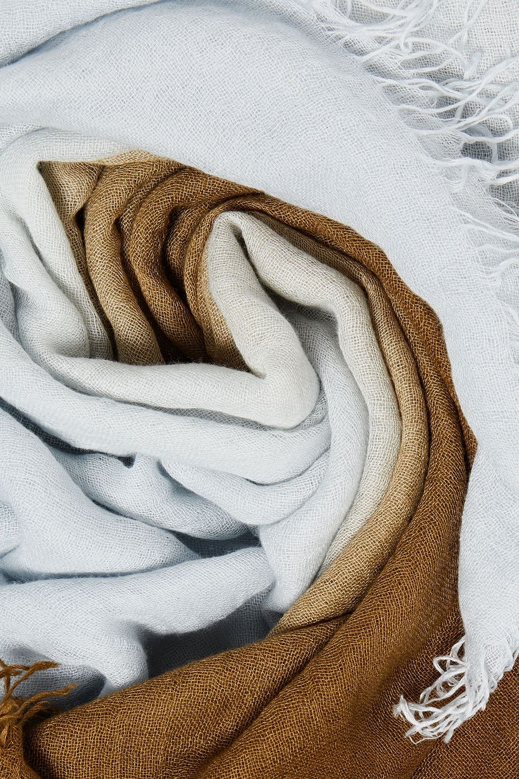CHAN LUU Fringed dégradé cashmere and silk-blend gauze scarf