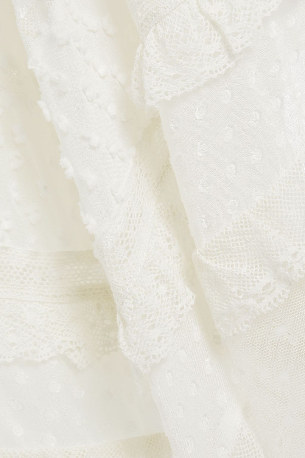 ZIMMERMANN Brightside point d'esprit-trimmed fil coupé silk and cotton-blend midi skirt